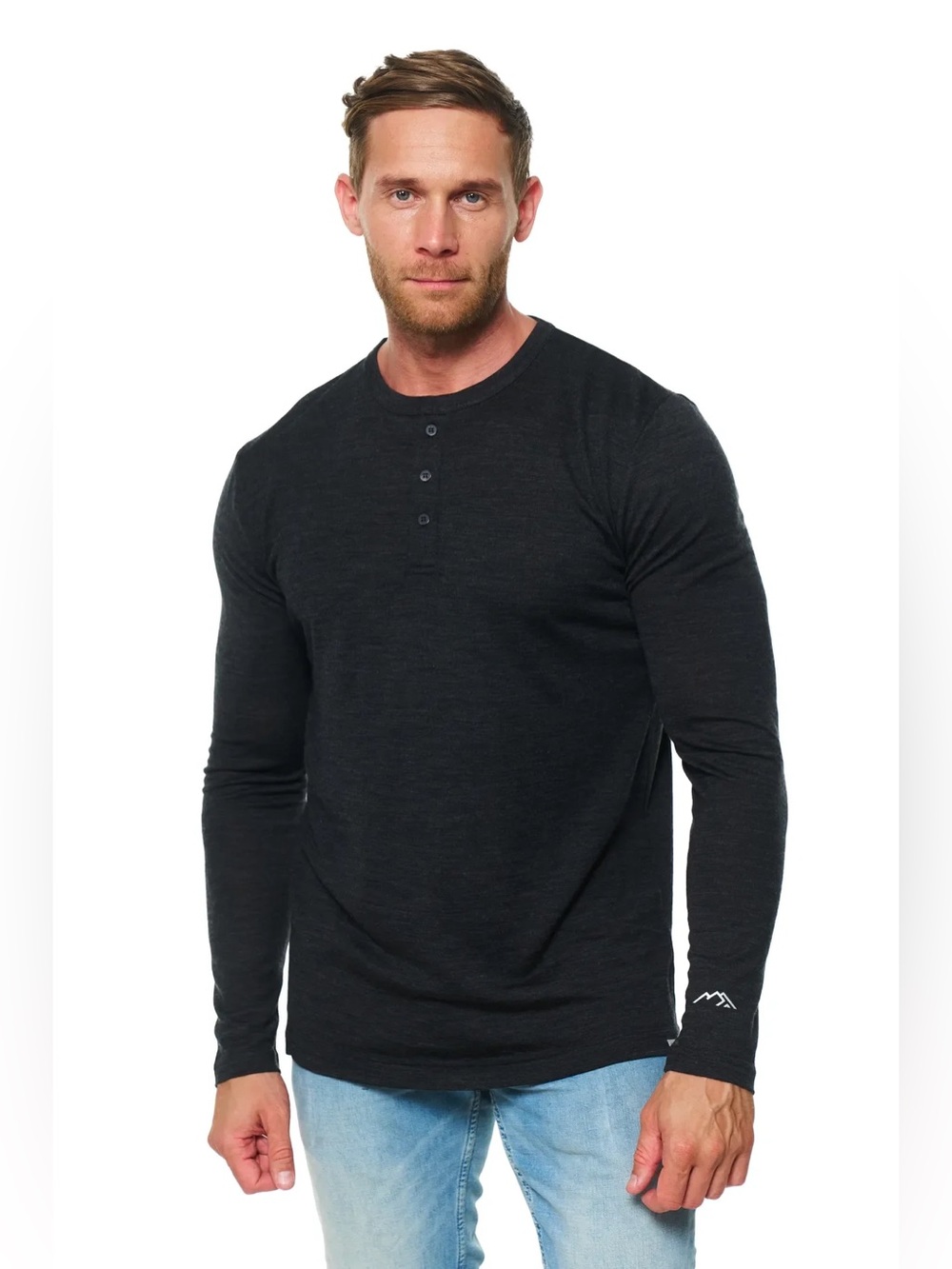 Merino Tech Merino Wool Henley Long Sleeve 170 Charcoal Size Medium